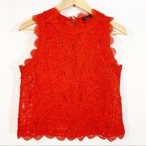 Harlowe & Graham Red Lace Sleeveless Top